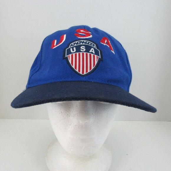USA Embroidered Patch Logo Men's Blue Adjustable Snapback Cap Hat by Ole Panna - Picture 2 of 8